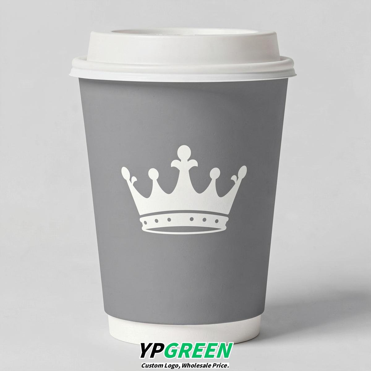 Light Slate Gray Paper Cups with Crown Design 8-24oz