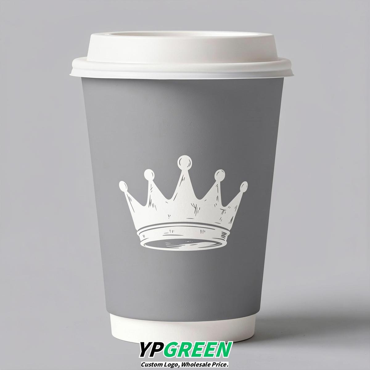 Light Slate Gray Paper Cups with Crown Design 8-24oz