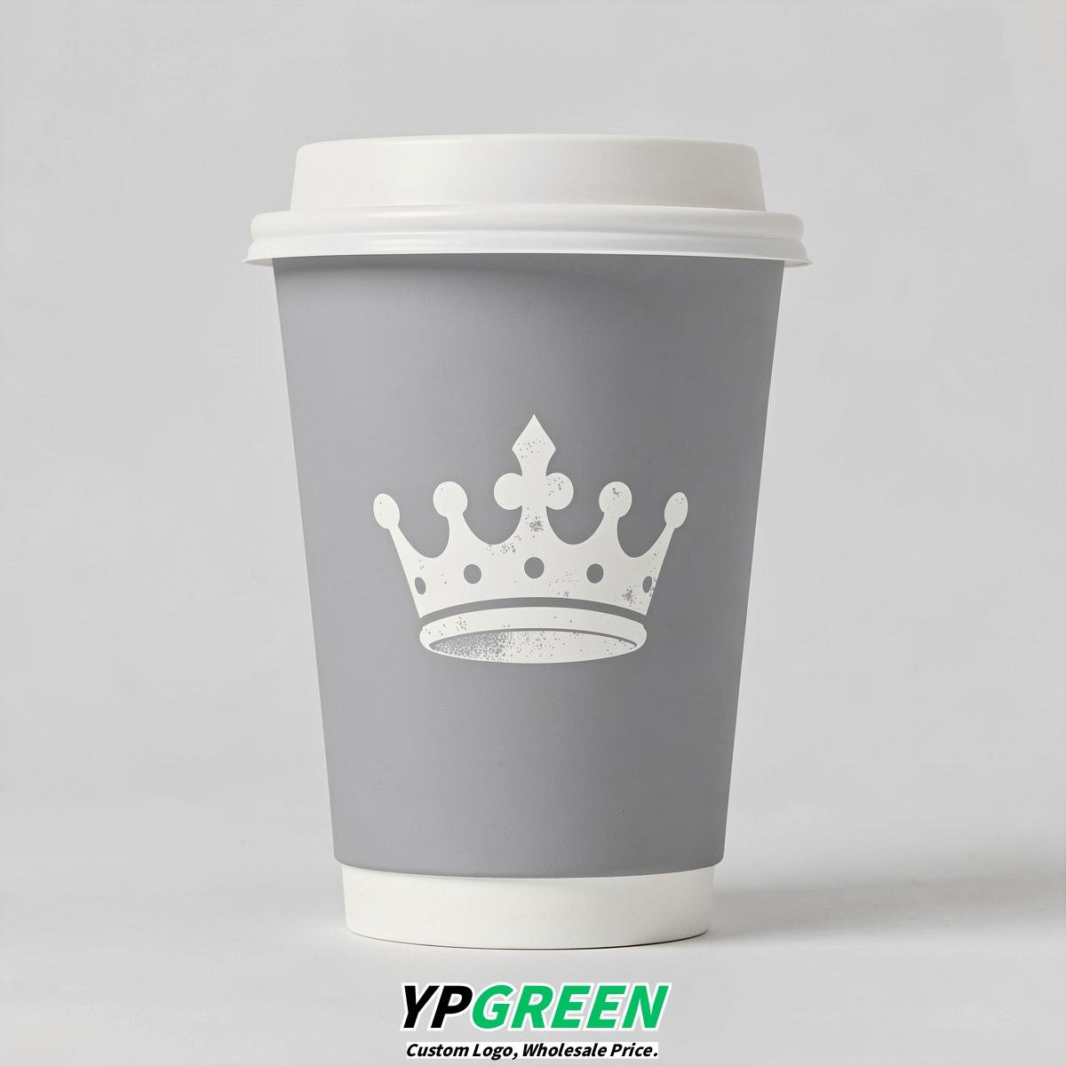 Light Slate Gray Paper Cups with Crown Design 8-24oz
