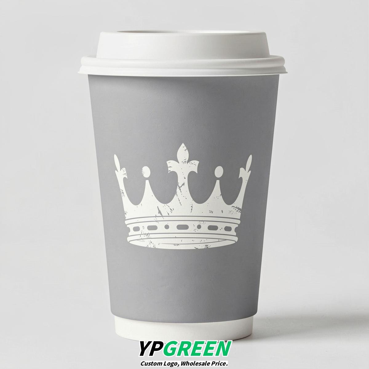 Light Slate Gray Paper Cups with Crown Design 8-24oz