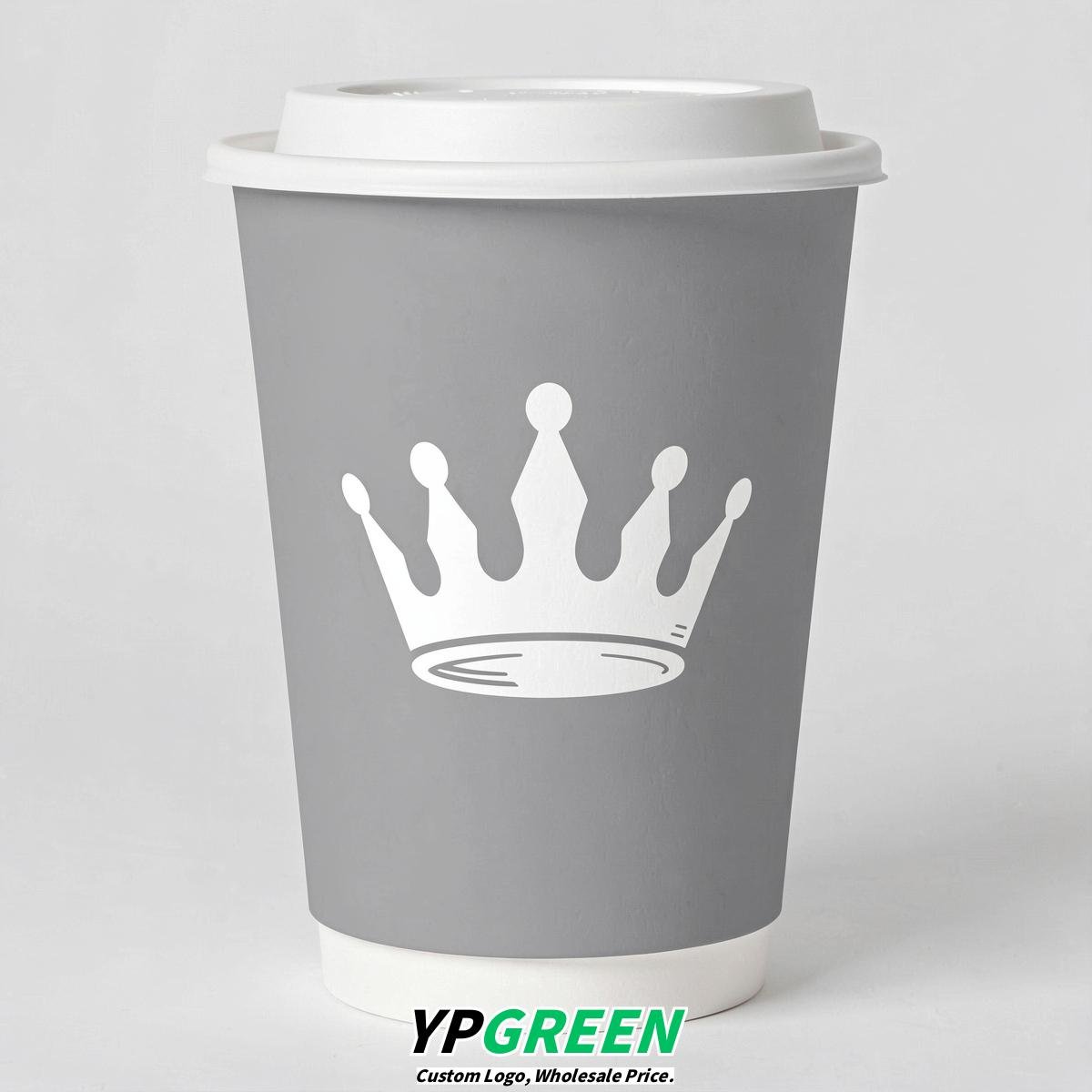 Light Slate Gray Paper Cups with Crown Design 8-24oz