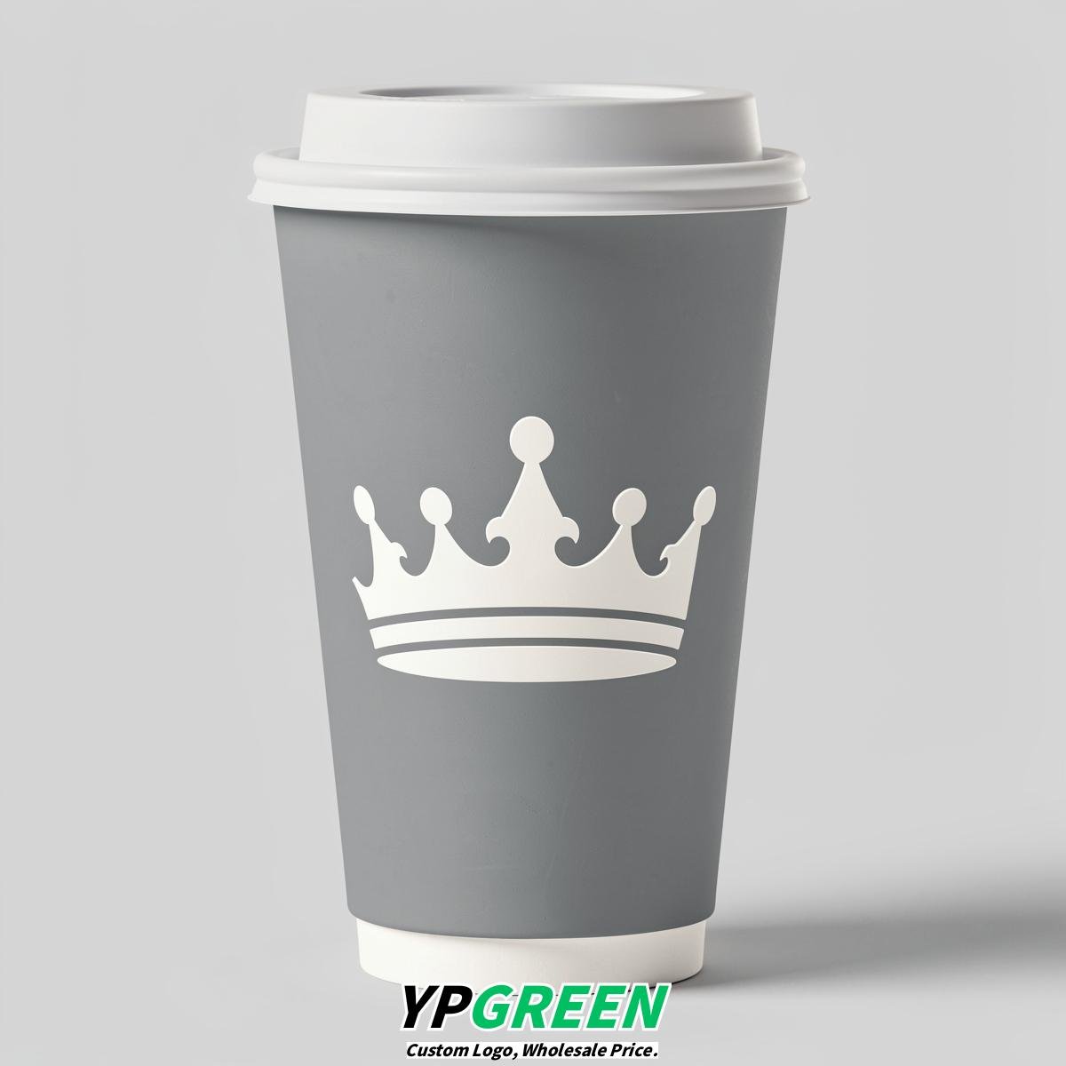 Light Slate Gray Paper Cups with Crown Design 8-24oz