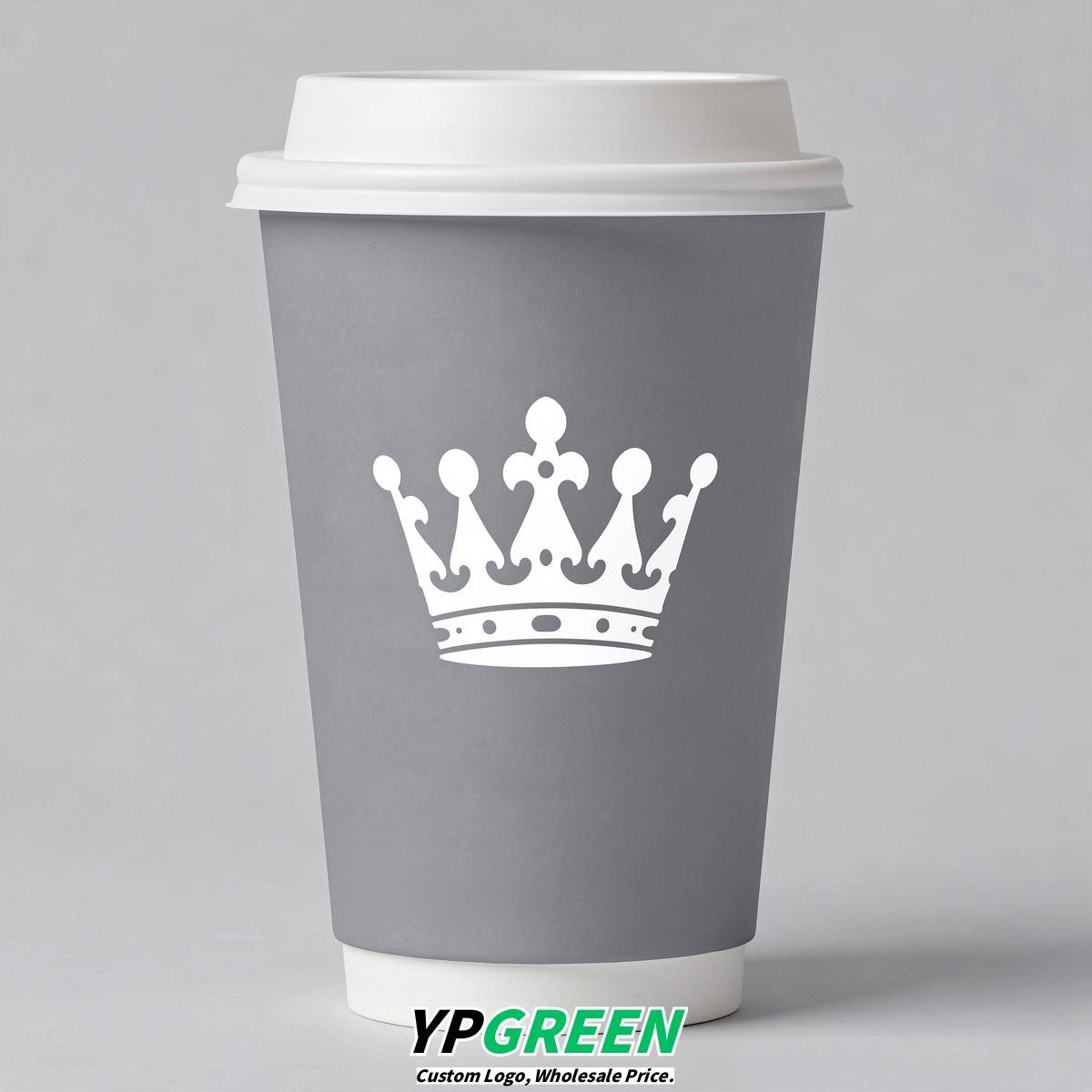 Light Slate Gray Paper Cups with Crown Design 8-24oz
