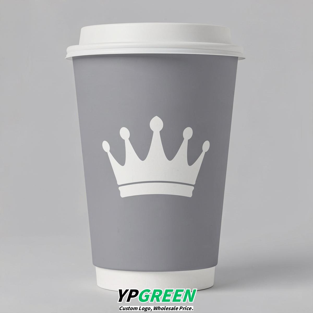 Light Slate Gray Paper Cups with Crown Design 8-24oz