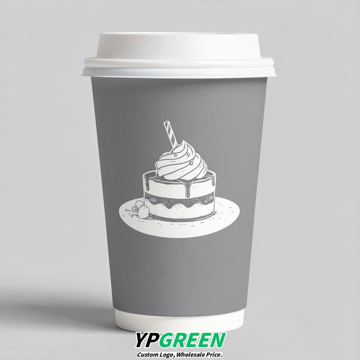 Light Slate Gray Paper Cups with Desserts Design 8-24oz