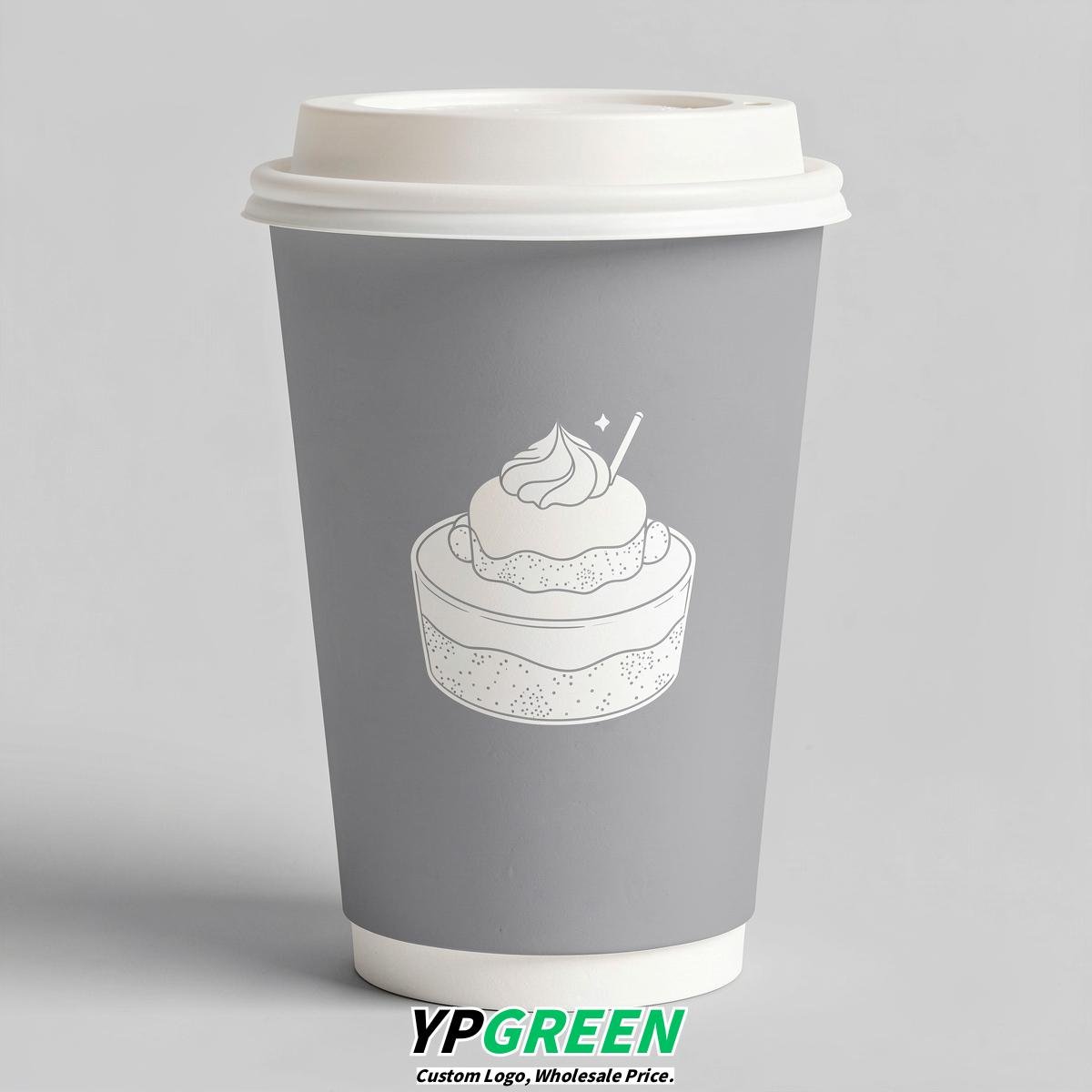 Light Slate Gray Paper Cups with Desserts Design 8-24oz