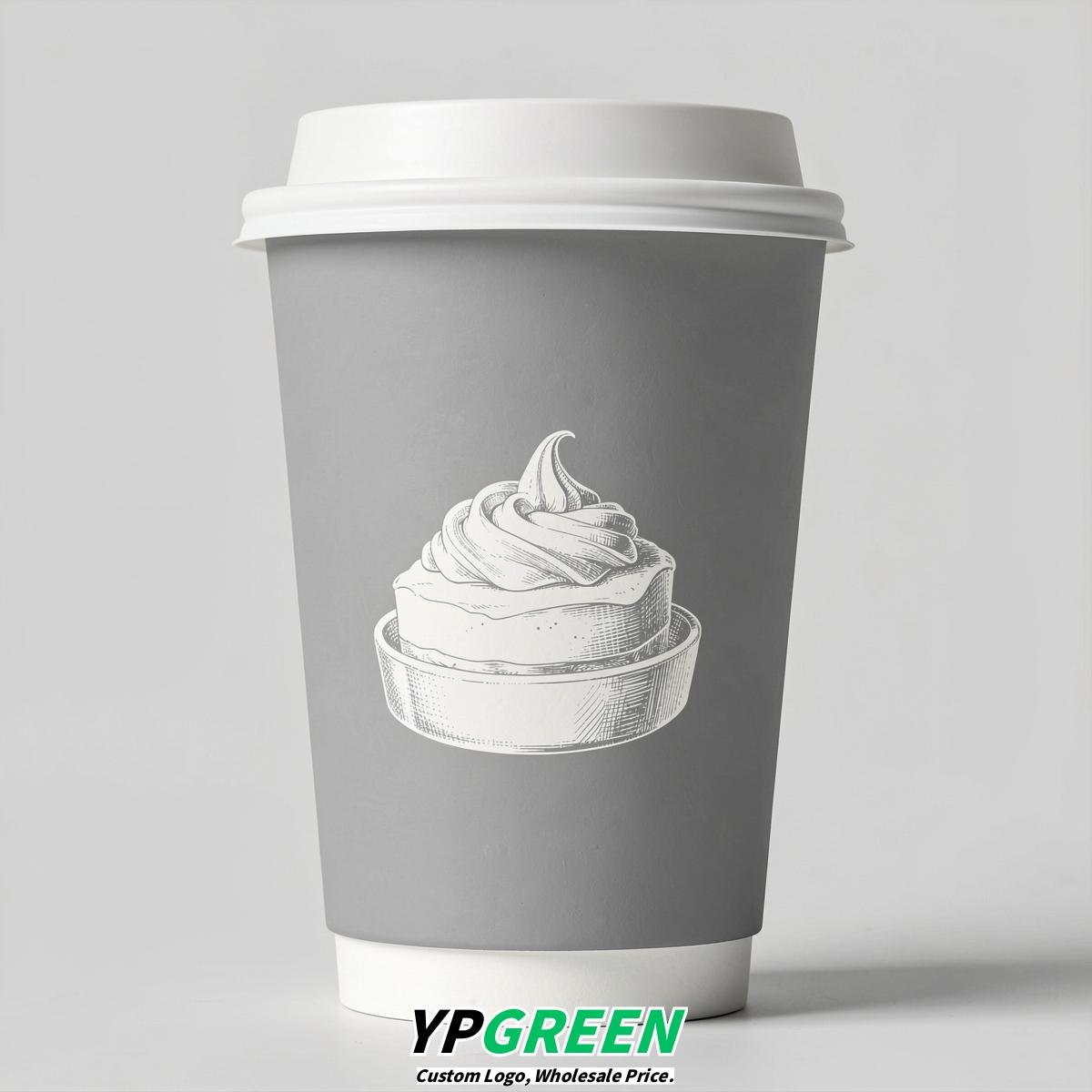Light Slate Gray Paper Cups with Desserts Design 8-24oz