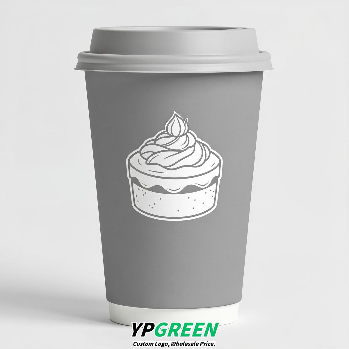 Light Slate Gray Paper Cups with Desserts Design 8-24oz