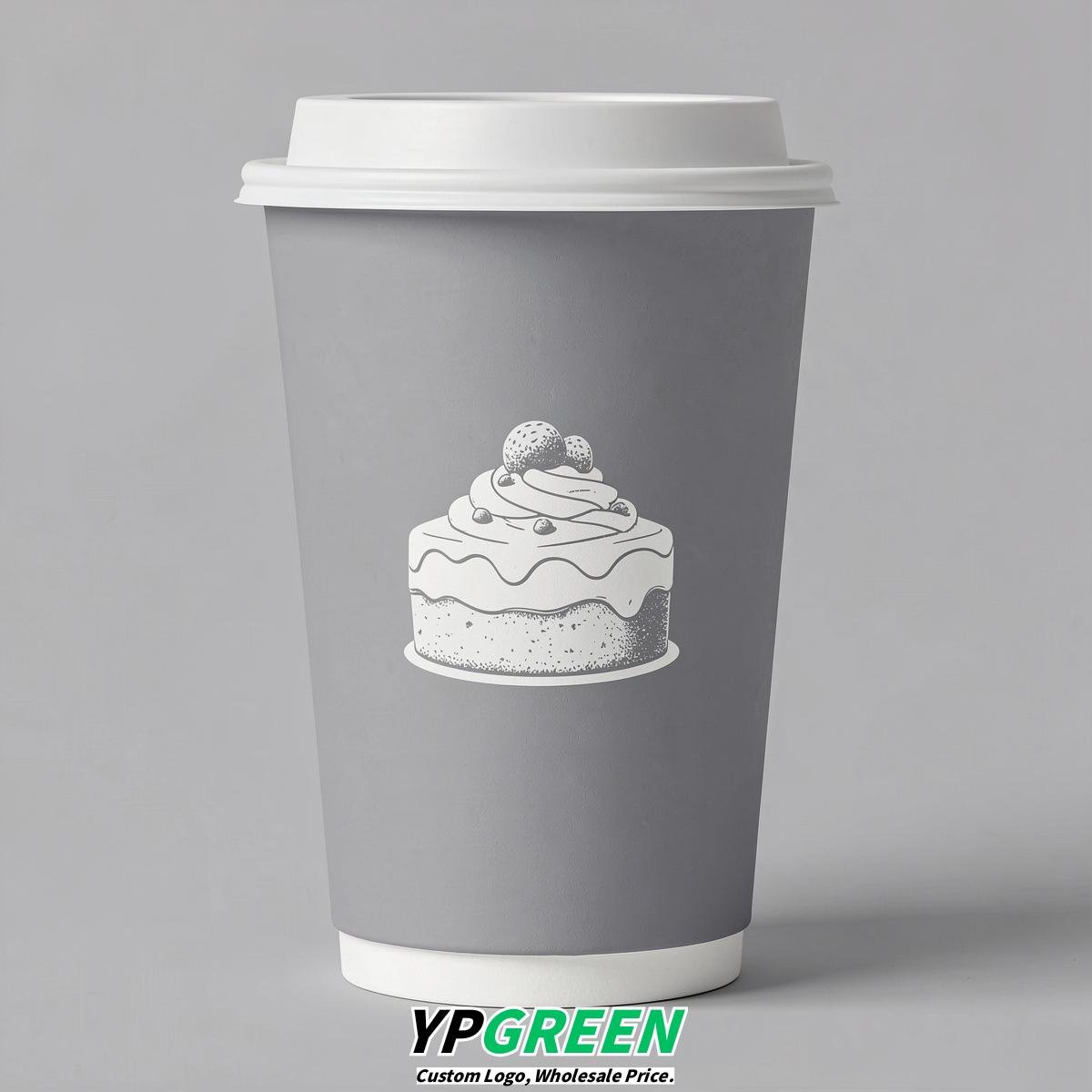 Light Slate Gray Paper Cups with Desserts Design 8-24oz