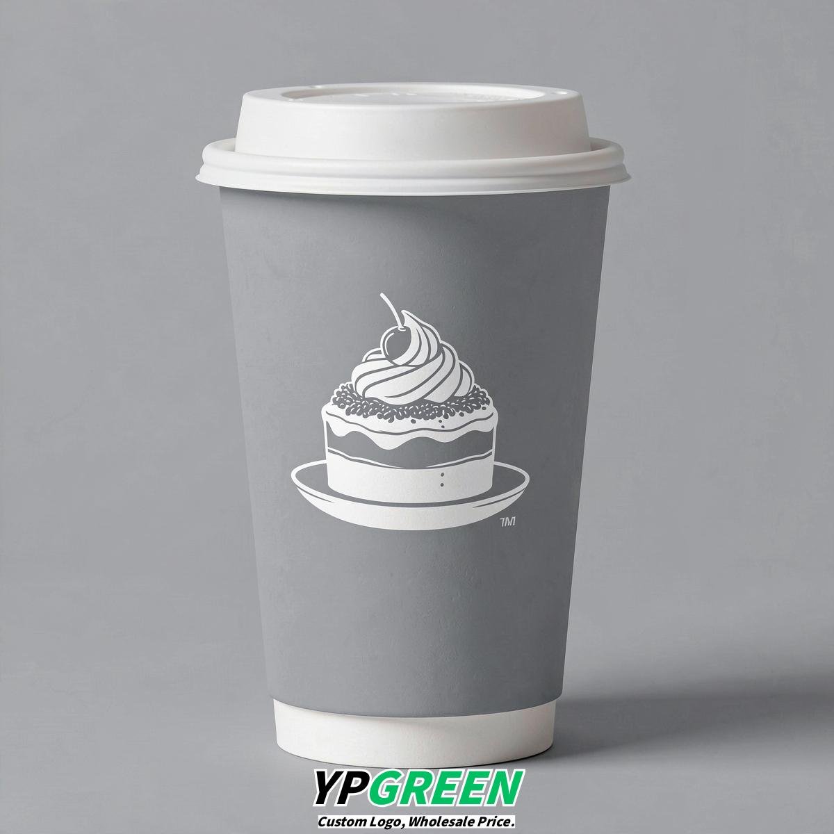 Light Slate Gray Paper Cups with Desserts Design 8-24oz
