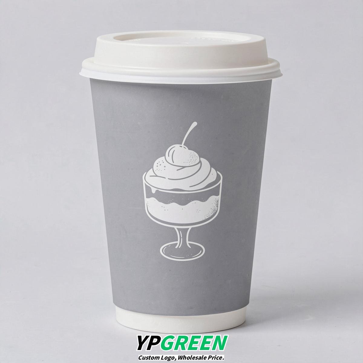 Light Slate Gray Paper Cups with Desserts Design 8-24oz