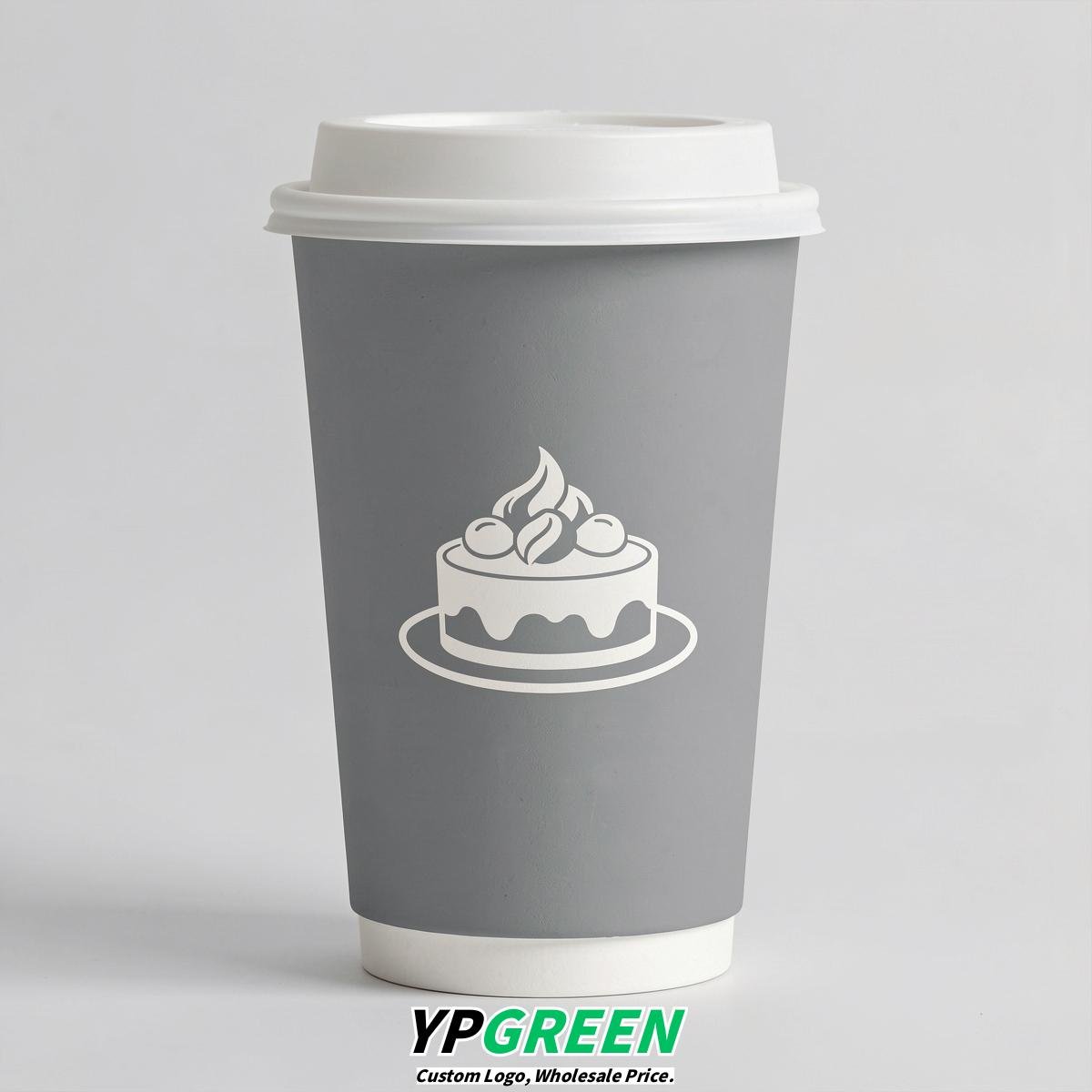 Light Slate Gray Paper Cups with Desserts Design 8-24oz