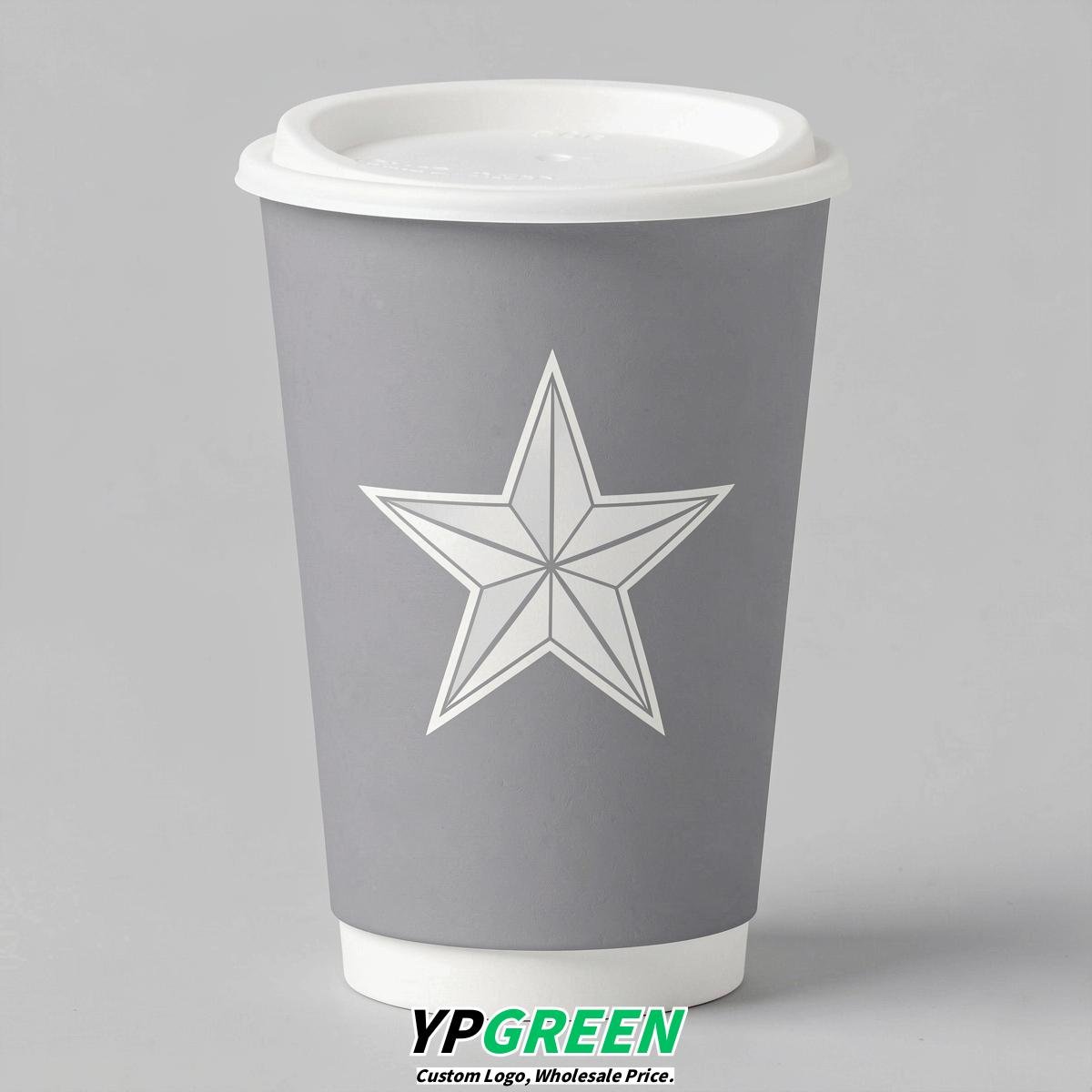 Light Slate Gray Stars Paper Cups with Lids 8-24oz