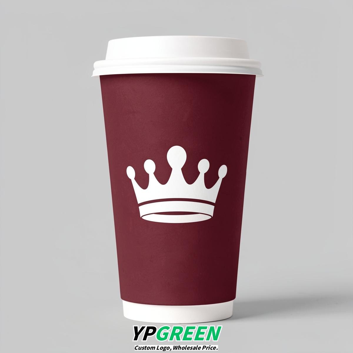 Maroon Paper Cups with Crown Design 8-24oz