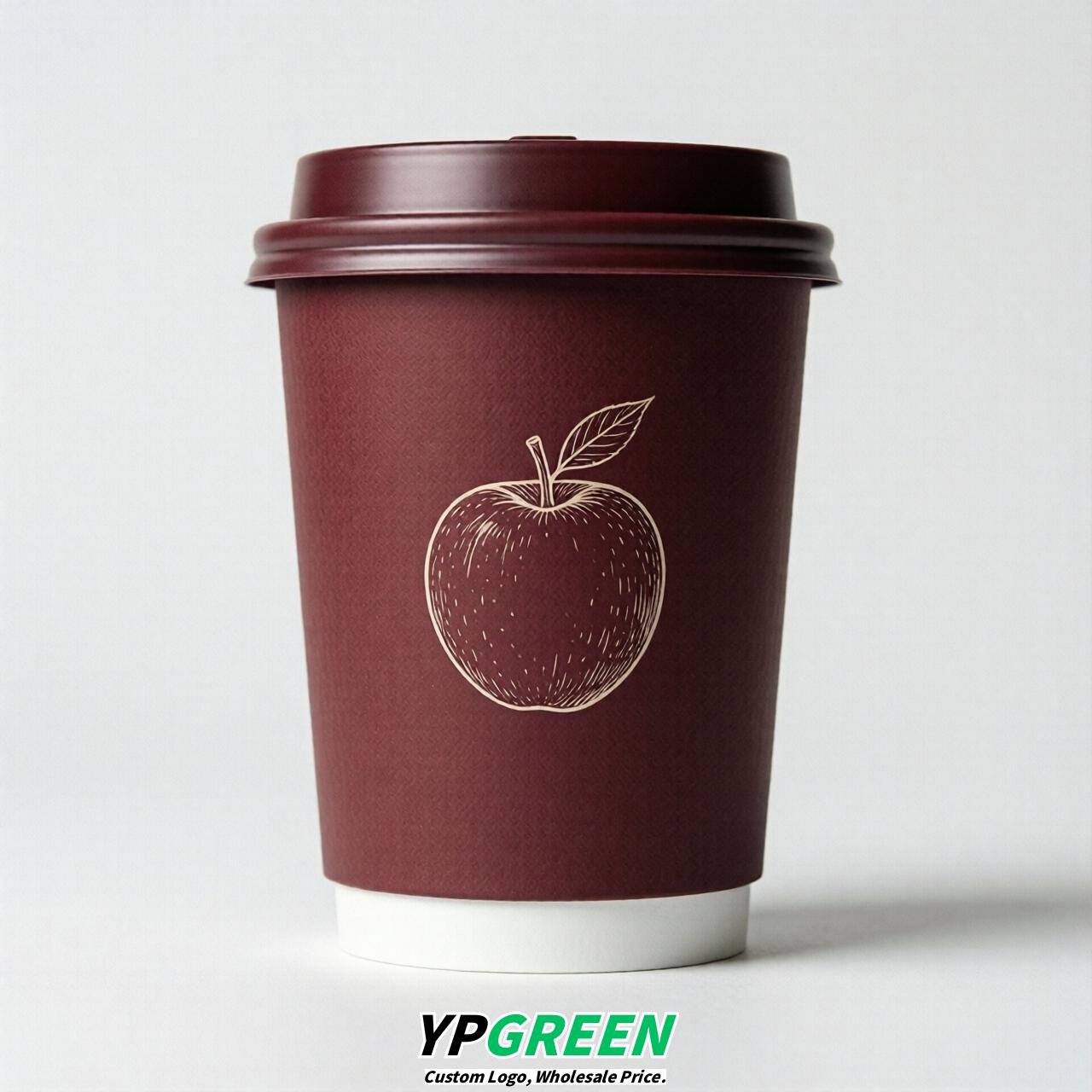 Maroon Fruits Paper Cups with Lids 8-24oz