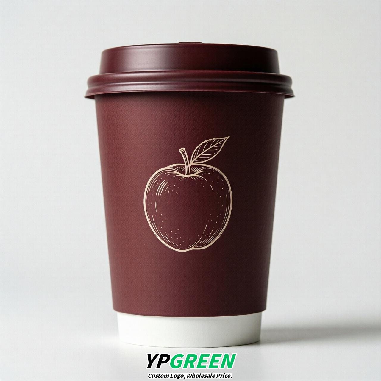 Maroon Fruits Paper Cups with Lids 8-24oz