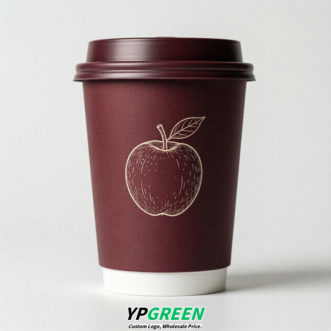 Maroon Fruits Paper Cups with Lids 8-24oz
