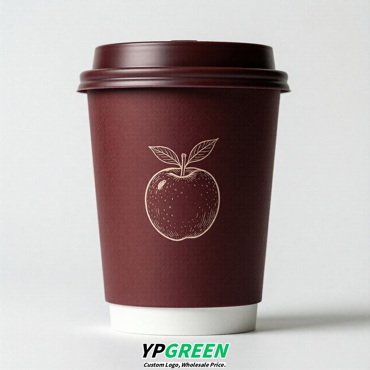 Maroon Fruits Paper Cups with Lids 8-24oz