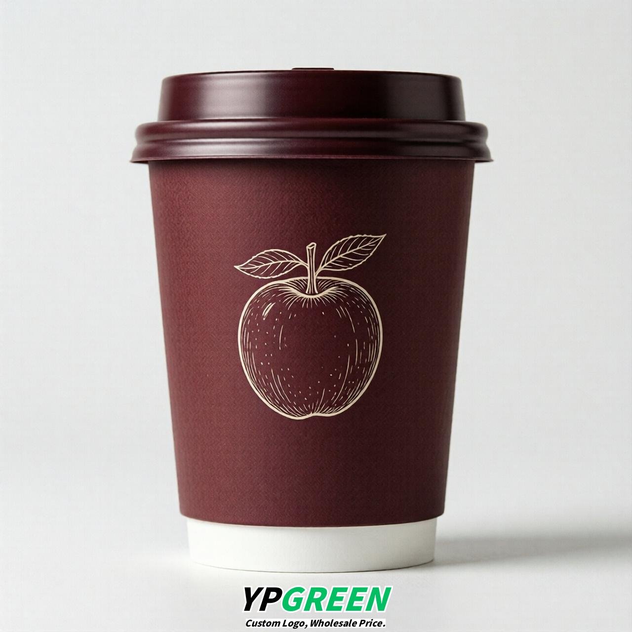 Maroon Fruits Paper Cups with Lids 8-24oz