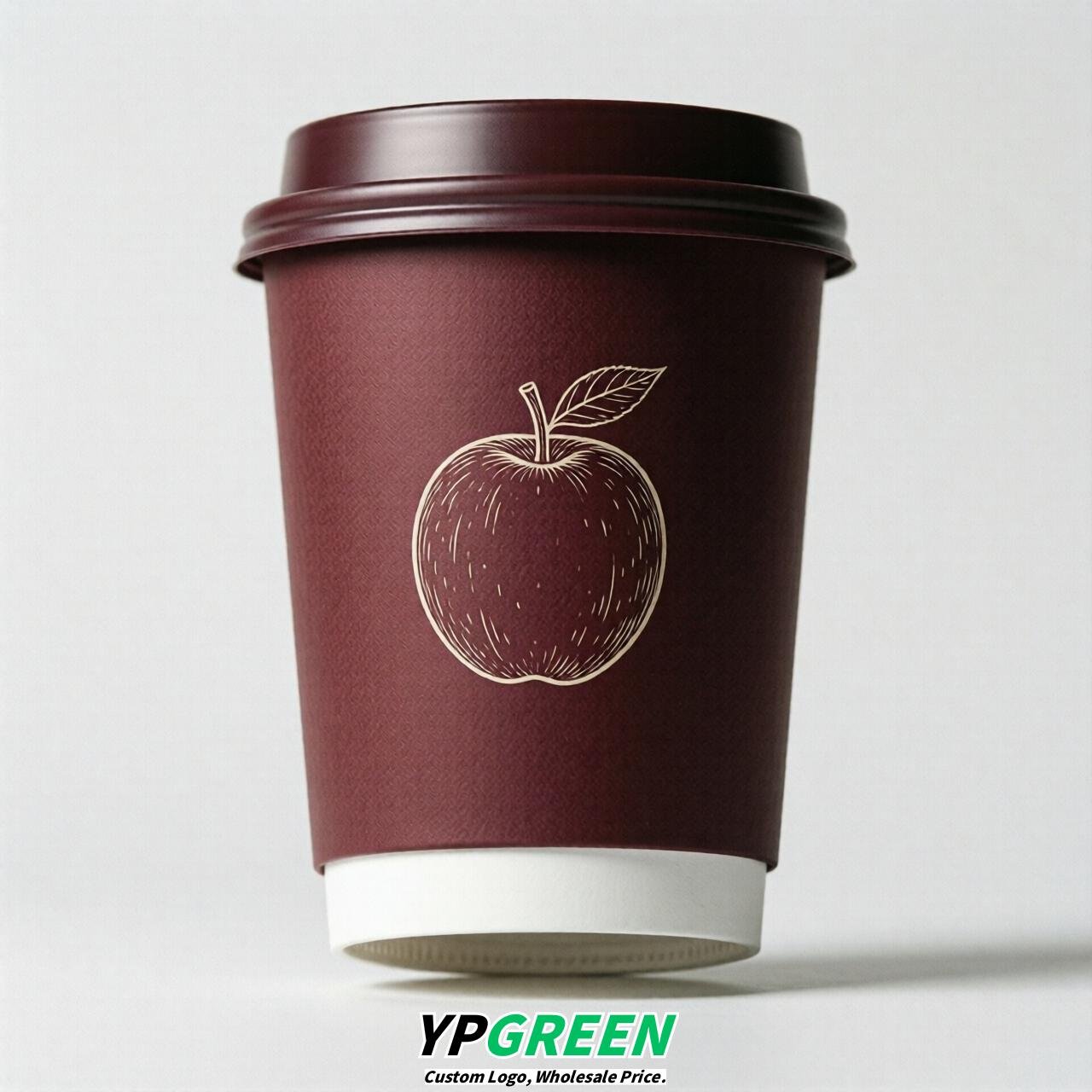 Maroon Fruits Paper Cups with Lids 8-24oz Maroon Fruits Paper Cups with Lids 8-24oz
