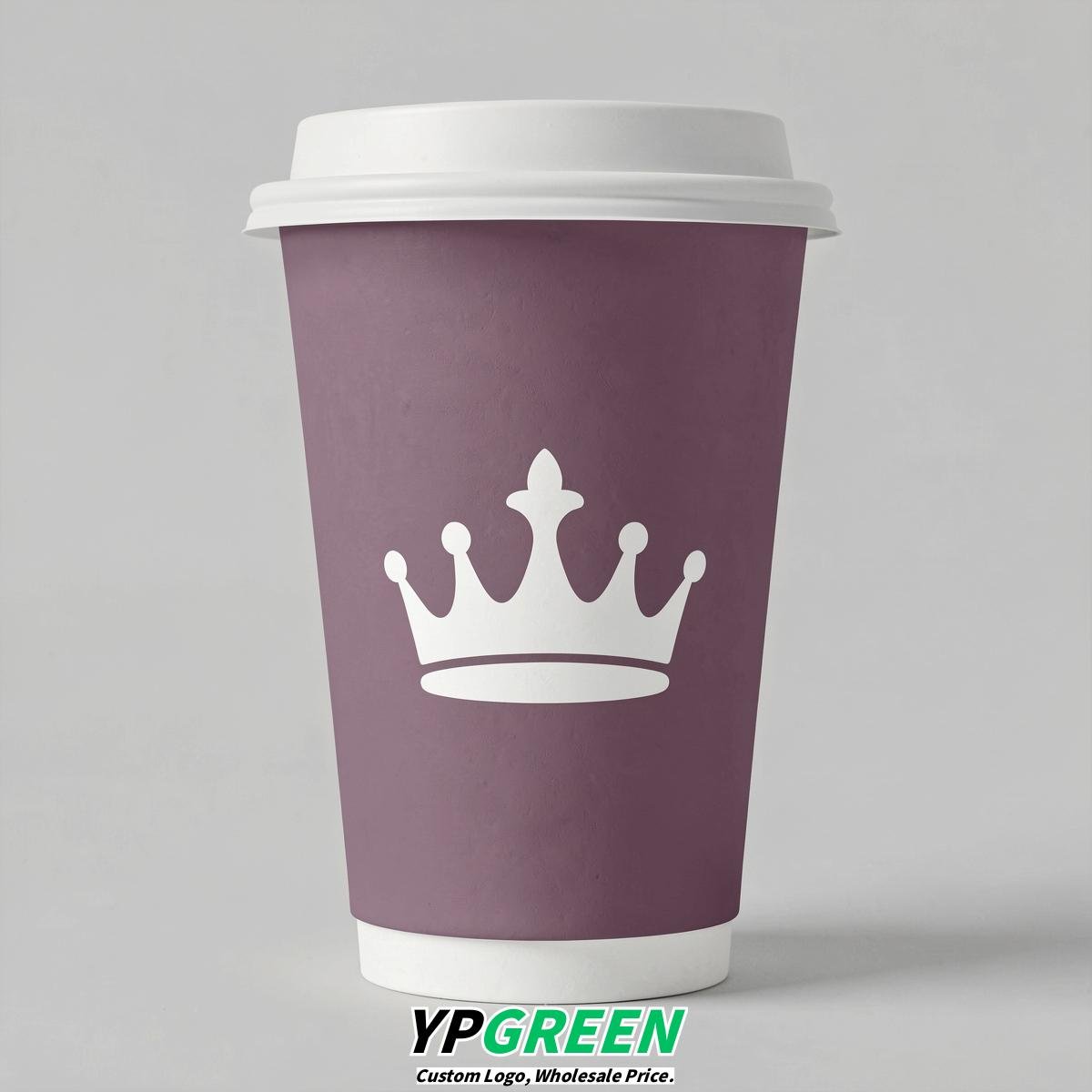 Mauve Paper Cups with Crown Design 8-24oz