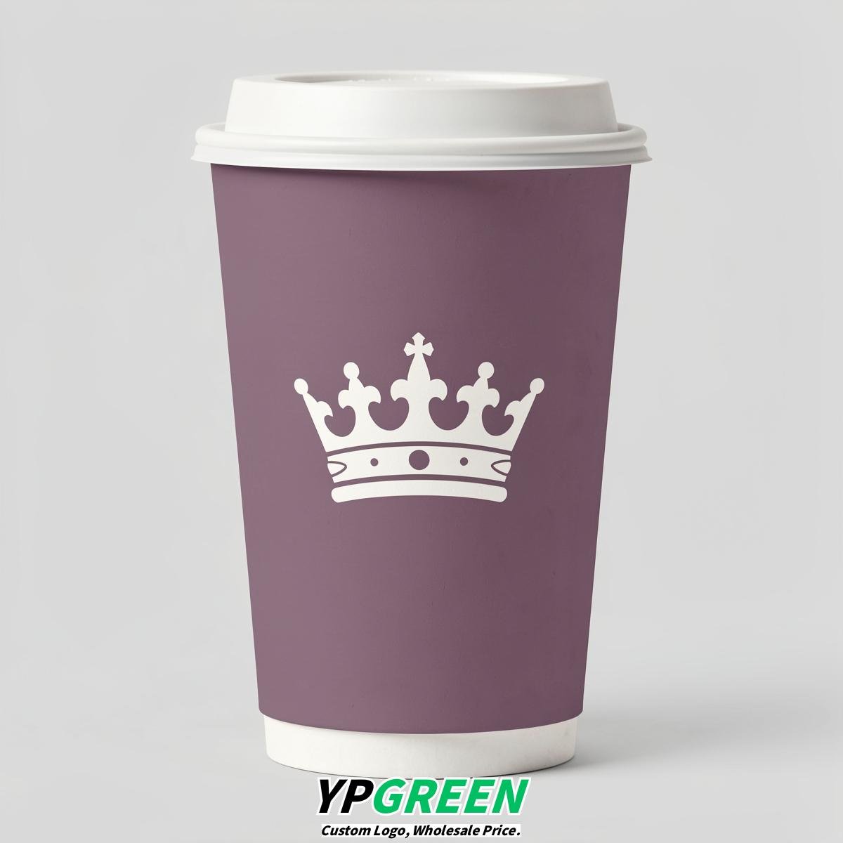 Mauve Paper Cups with Crown Design 8-24oz