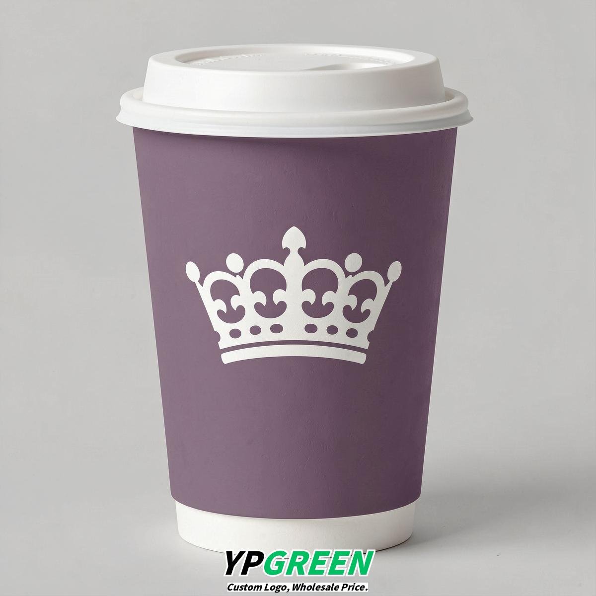 Mauve Paper Cups with Crown Design 8-24oz