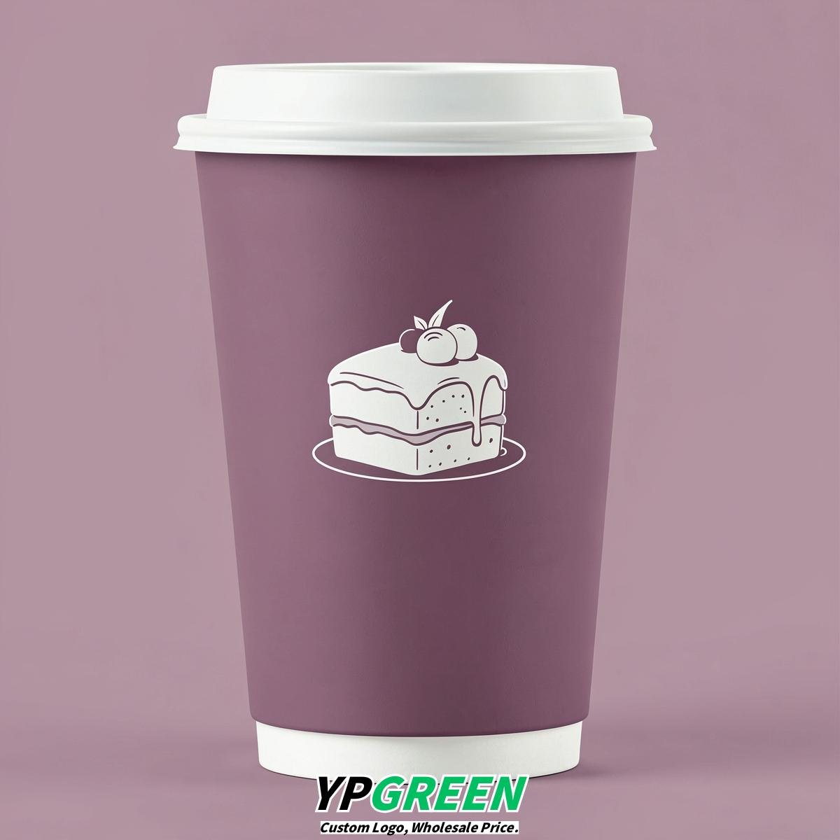 Mauve Paper Cups with Desserts Design 8-24oz