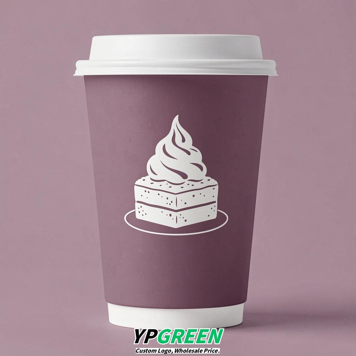 Mauve Paper Cups with Desserts Design 8-24oz