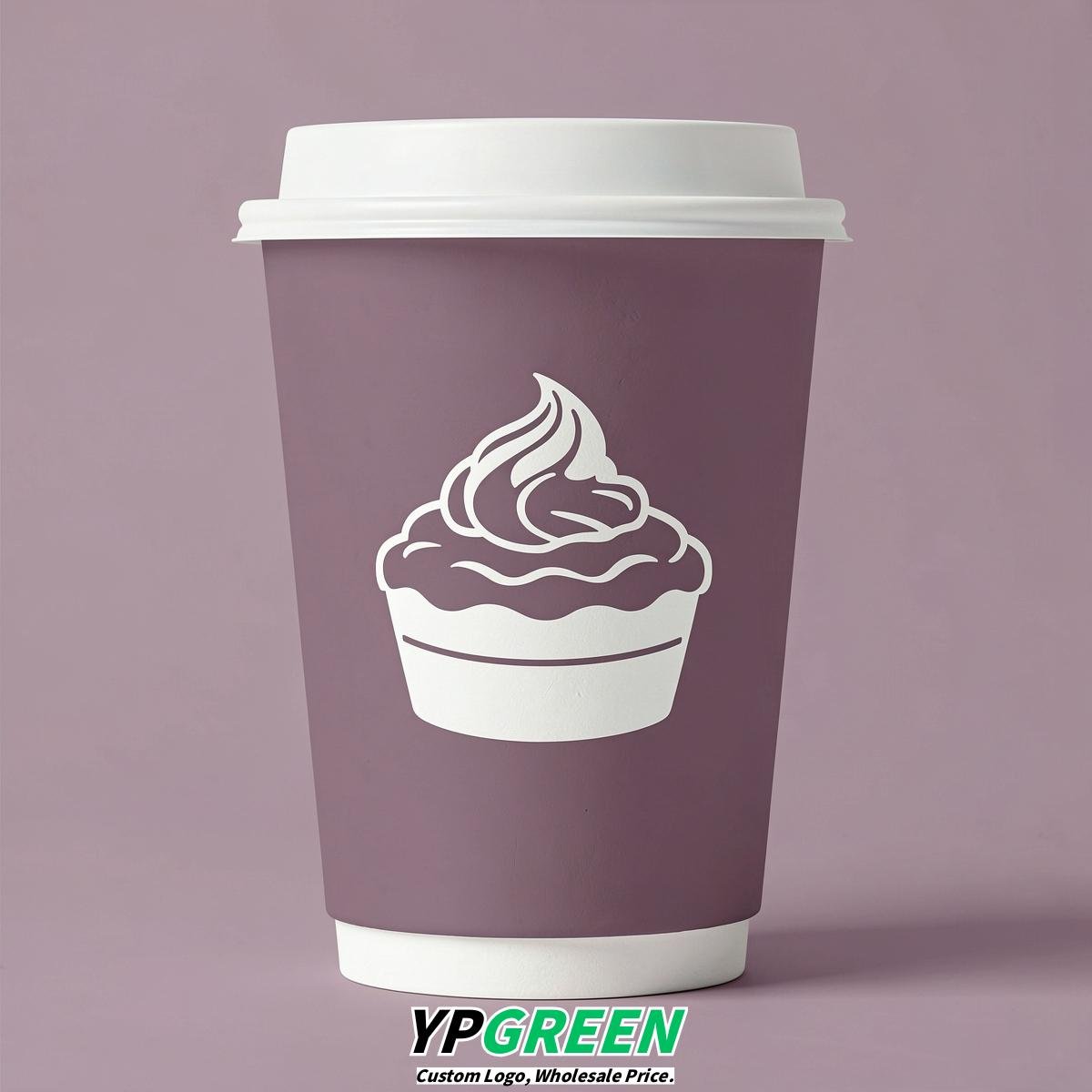 Mauve Paper Cups with Desserts Design 8-24oz