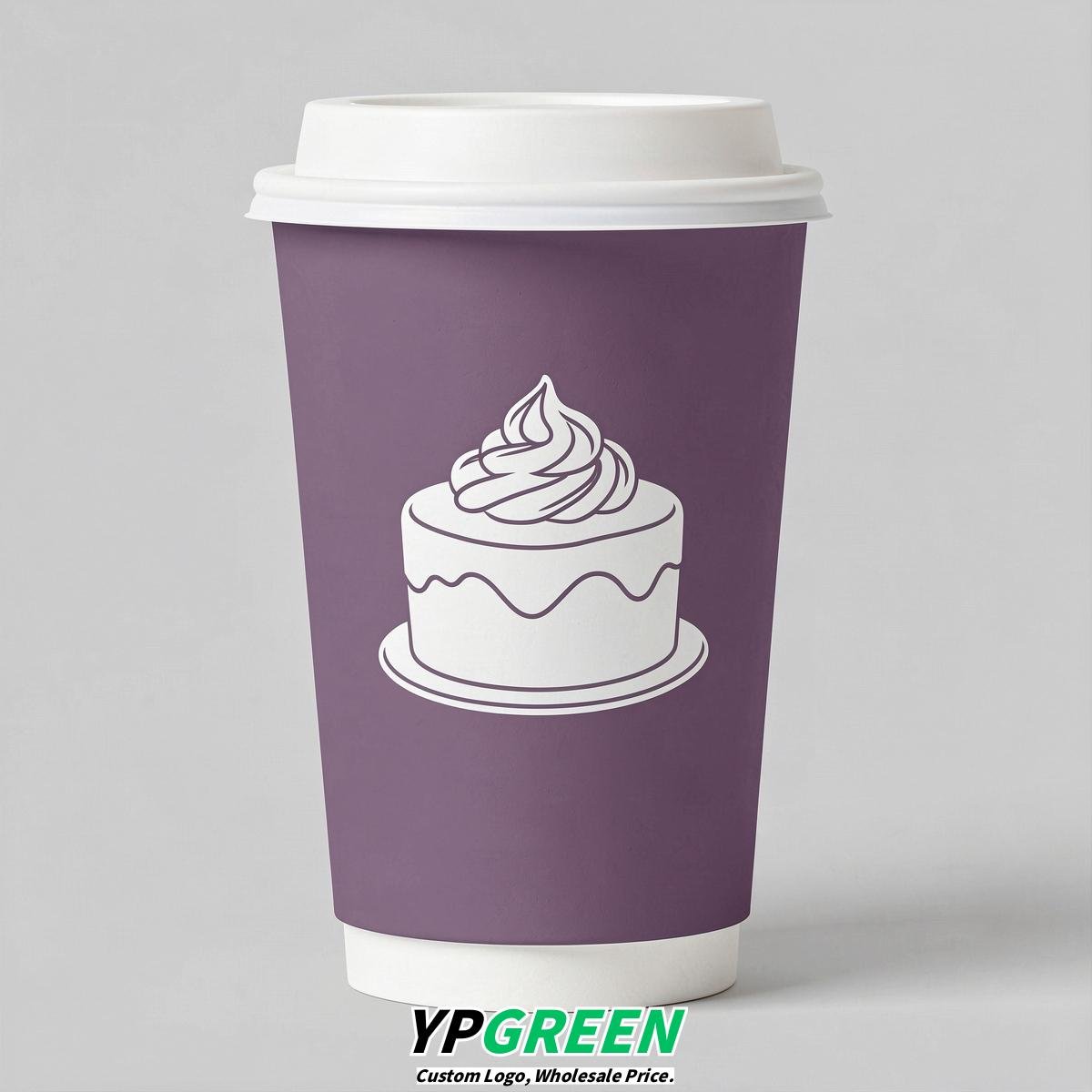 Mauve Paper Cups with Desserts Design 8-24oz