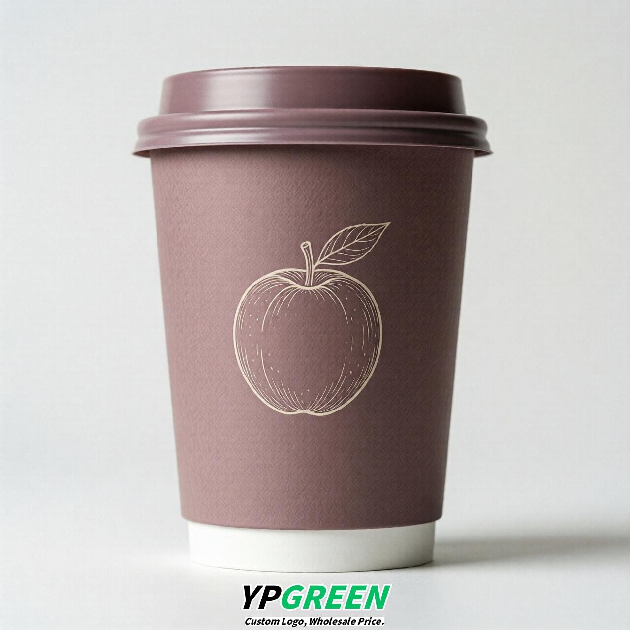 Mauve Fruits Paper Cups with Lids 8-24oz