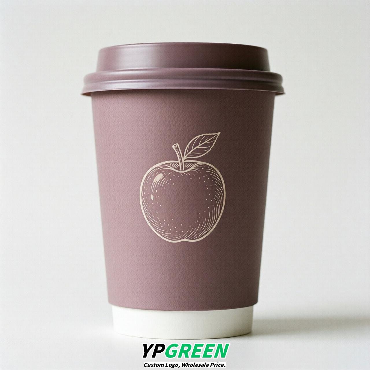 Mauve Fruits Paper Cups with Lids 8-24oz