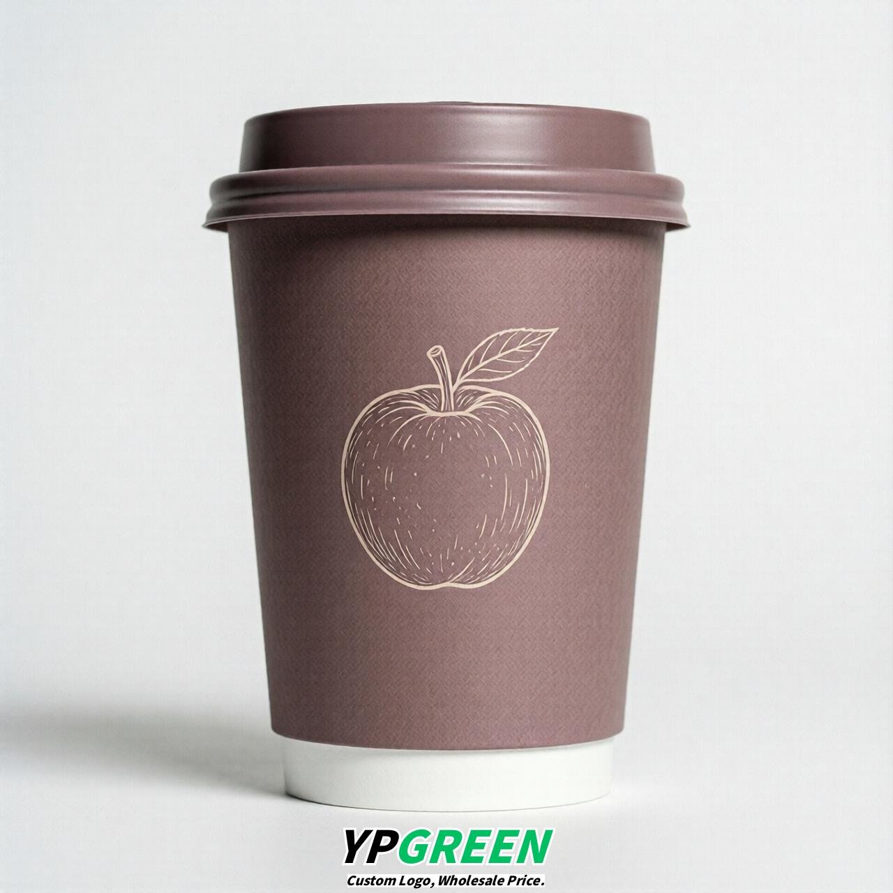 Mauve Fruits Paper Cups with Lids 8-24oz