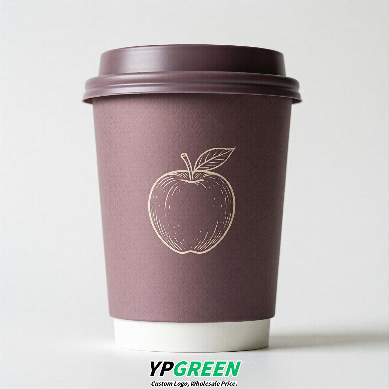 Mauve Fruits Paper Cups with Lids 8-24oz