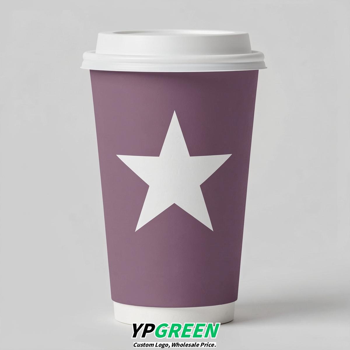 Mauve Stars Paper Cups with Lids 8-24oz