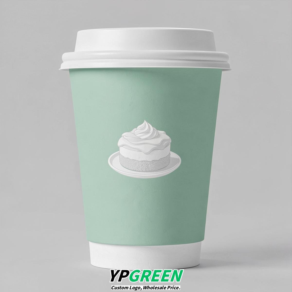 Mint Green Paper Cups with Desserts Design 8-24oz
