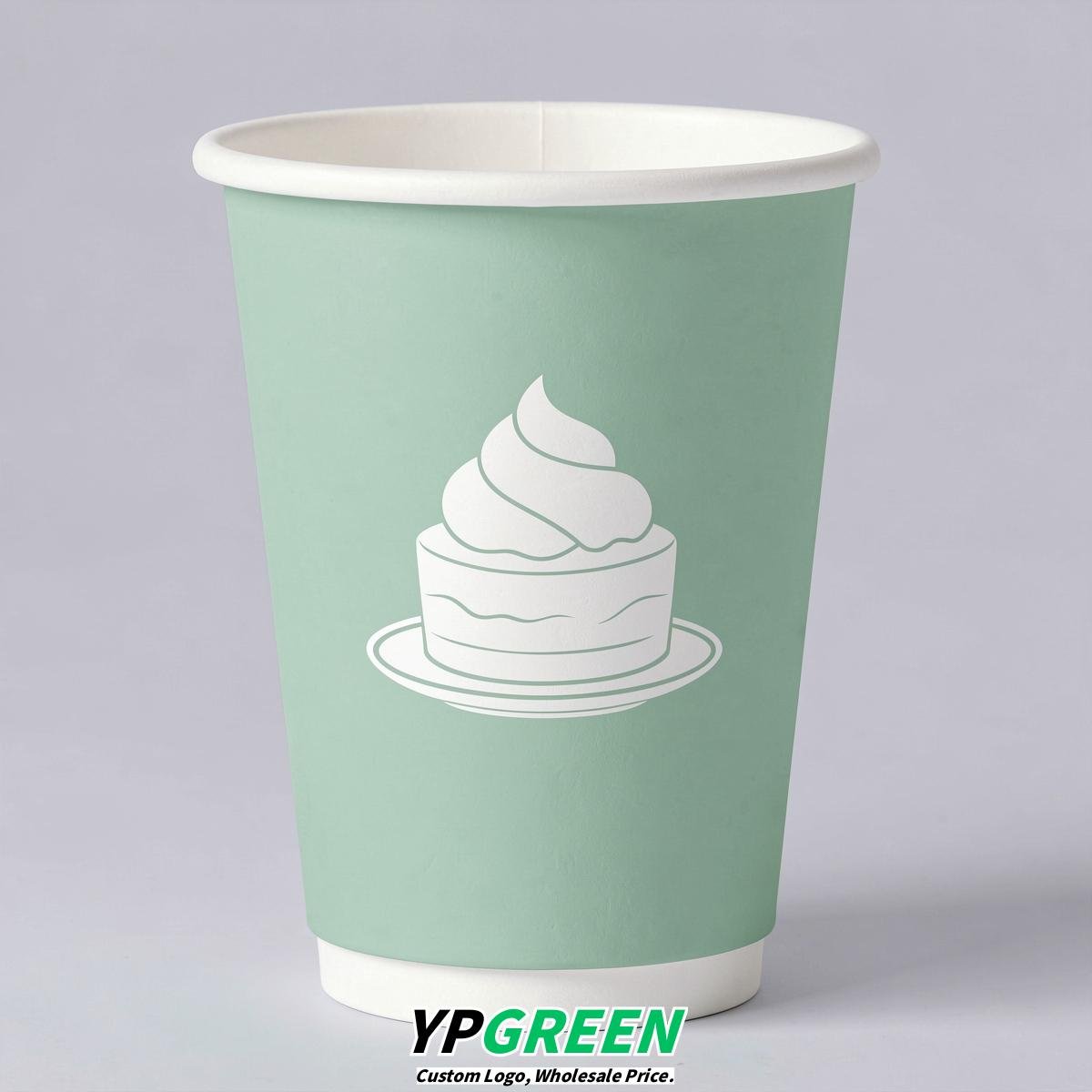 Mint Green Paper Cups with Desserts Design 8-24oz