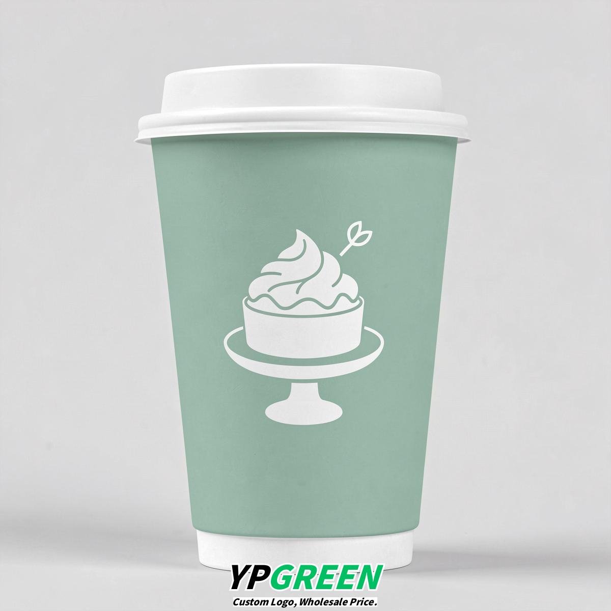 Mint Green Paper Cups with Desserts Design 8-24oz