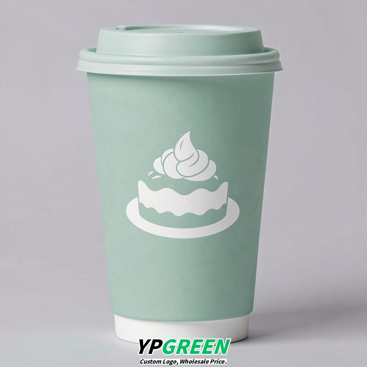 Mint Green Paper Cups with Desserts Design 8-24oz
