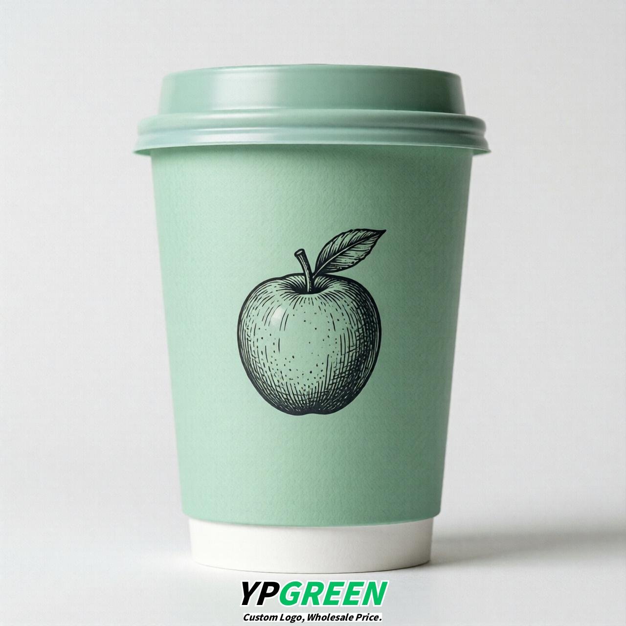 Mint Green Fruits Paper Cups with Lids 8-24oz