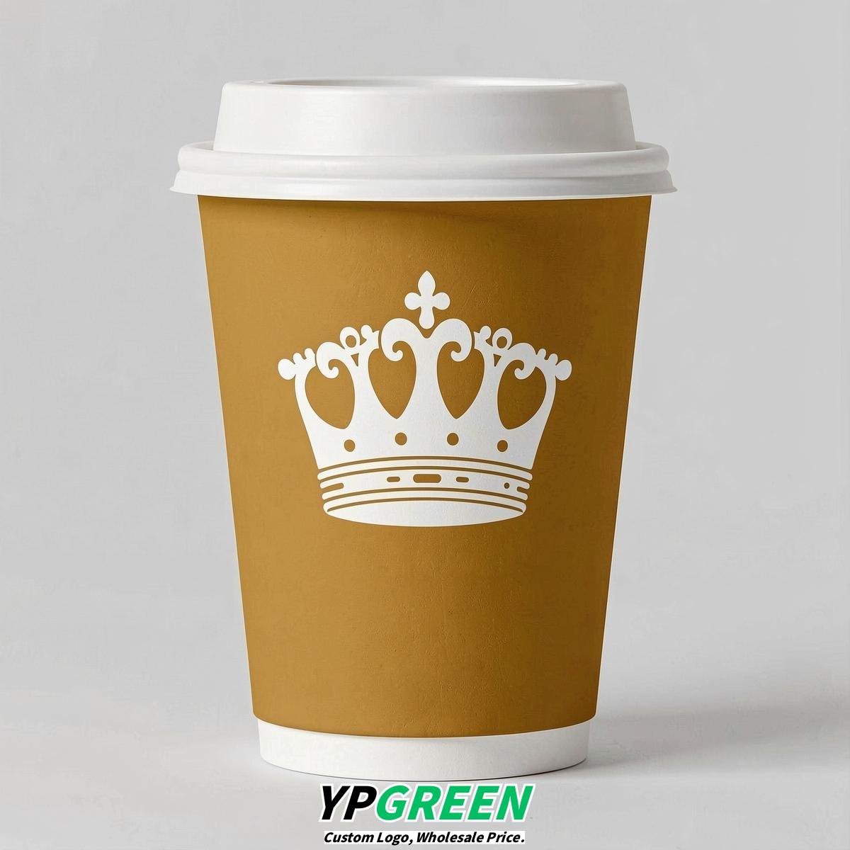 Mustard Paper Cups with Crown Design 8-24oz
