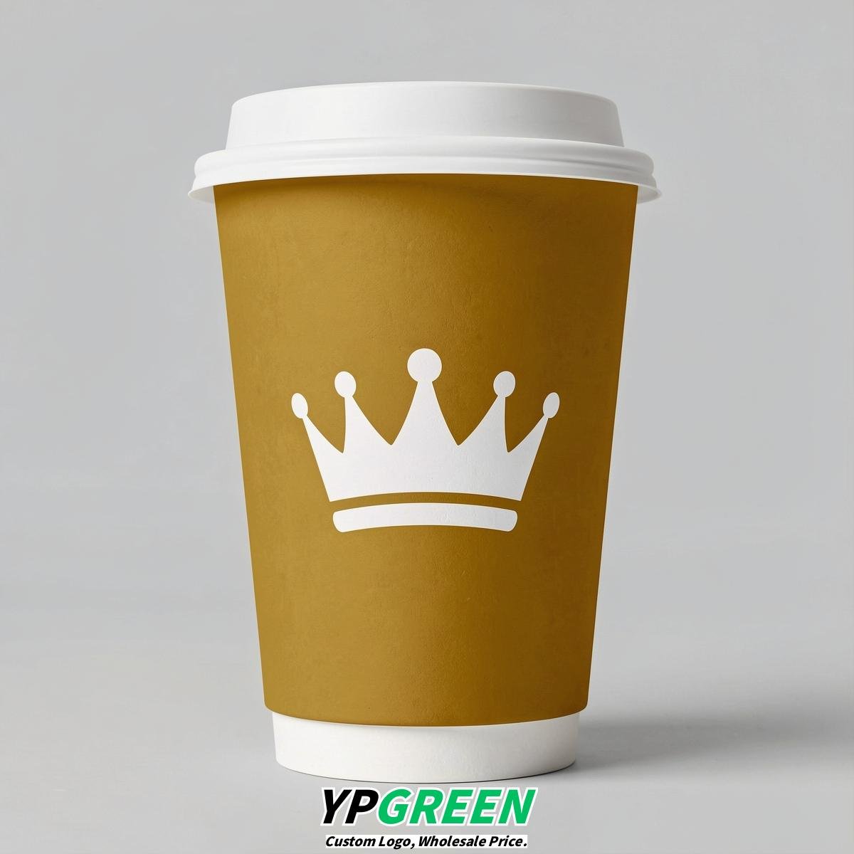 Mustard Paper Cups with Crown Design 8-24oz