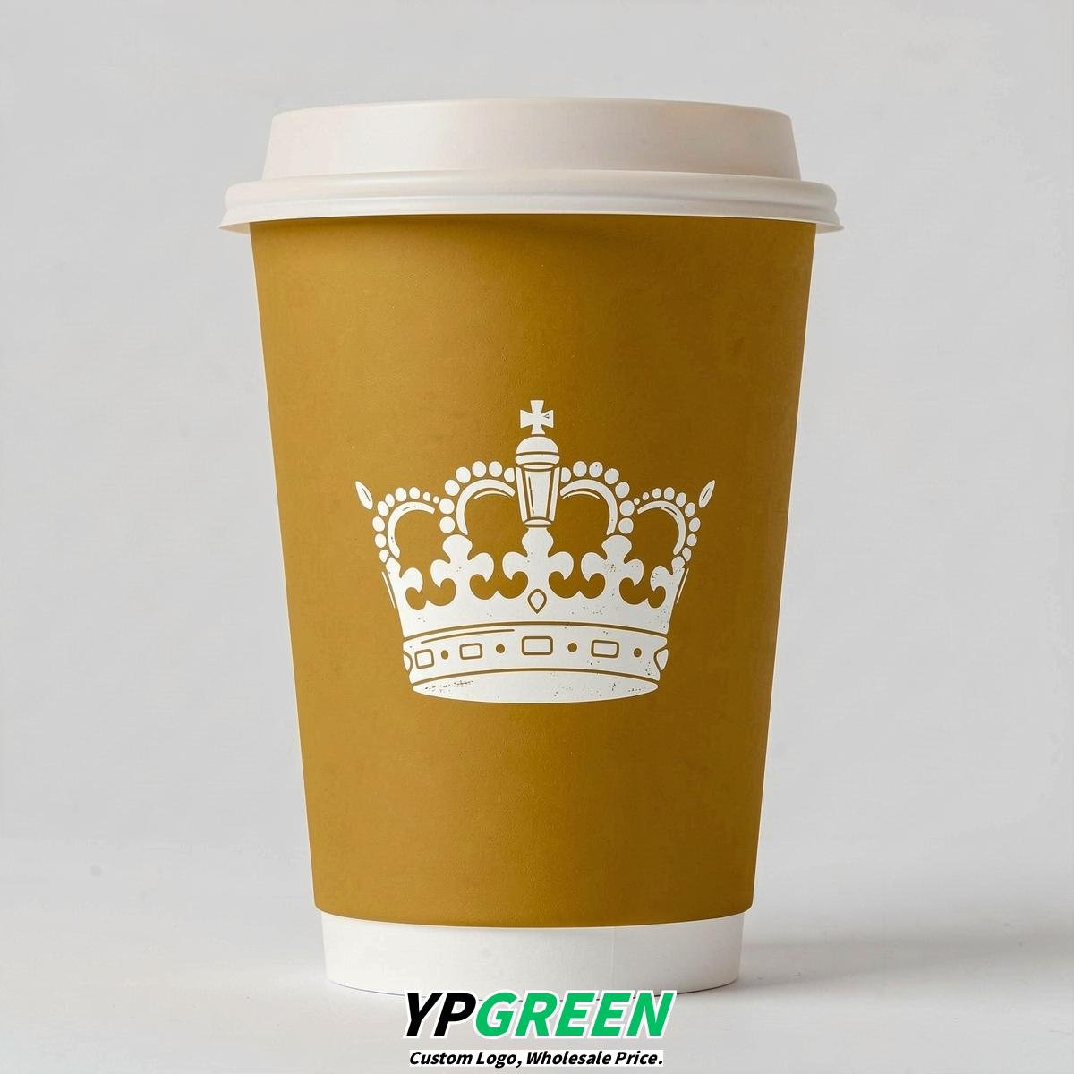 Mustard Paper Cups with Crown Design 8-24oz