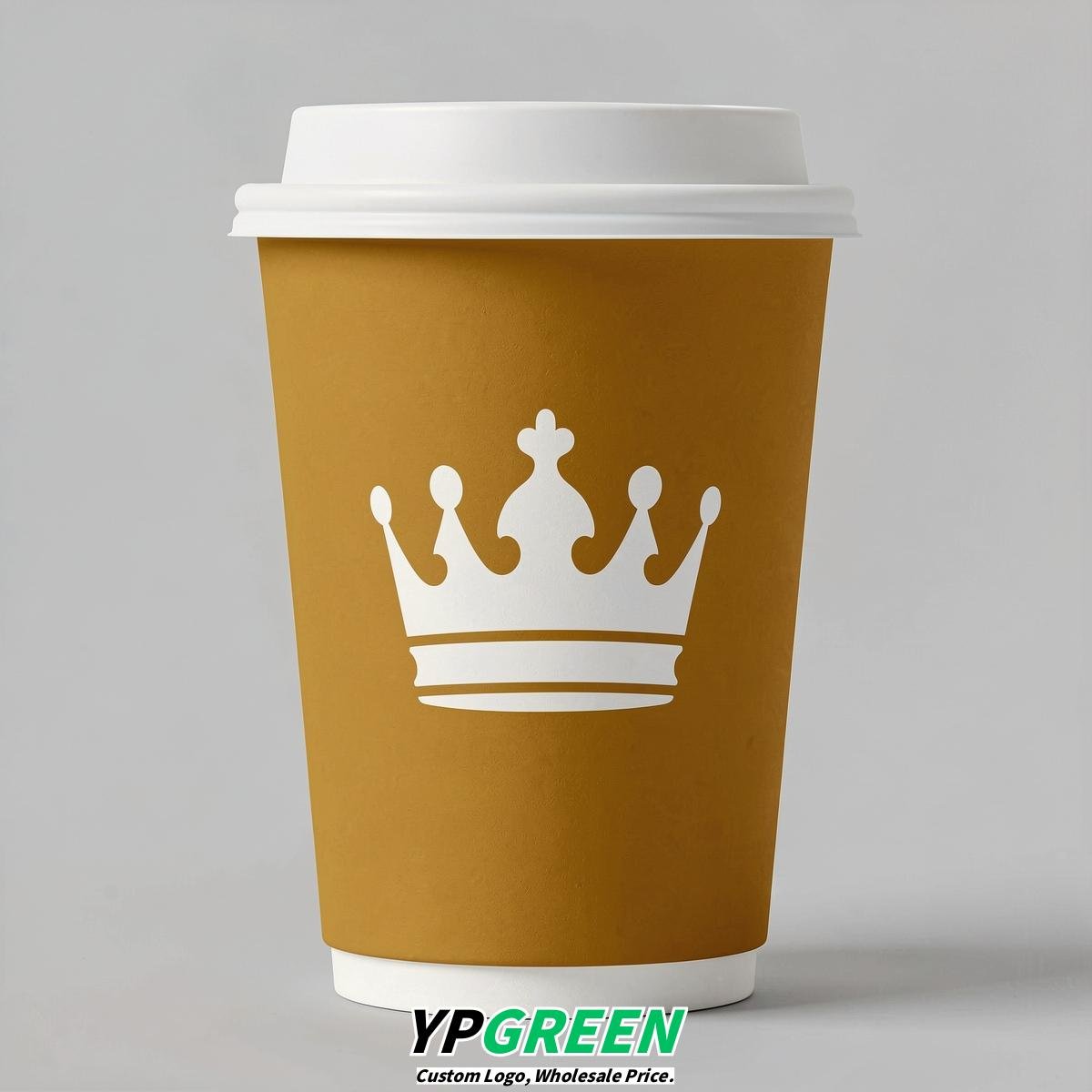 Mustard Paper Cups with Crown Design 8-24oz