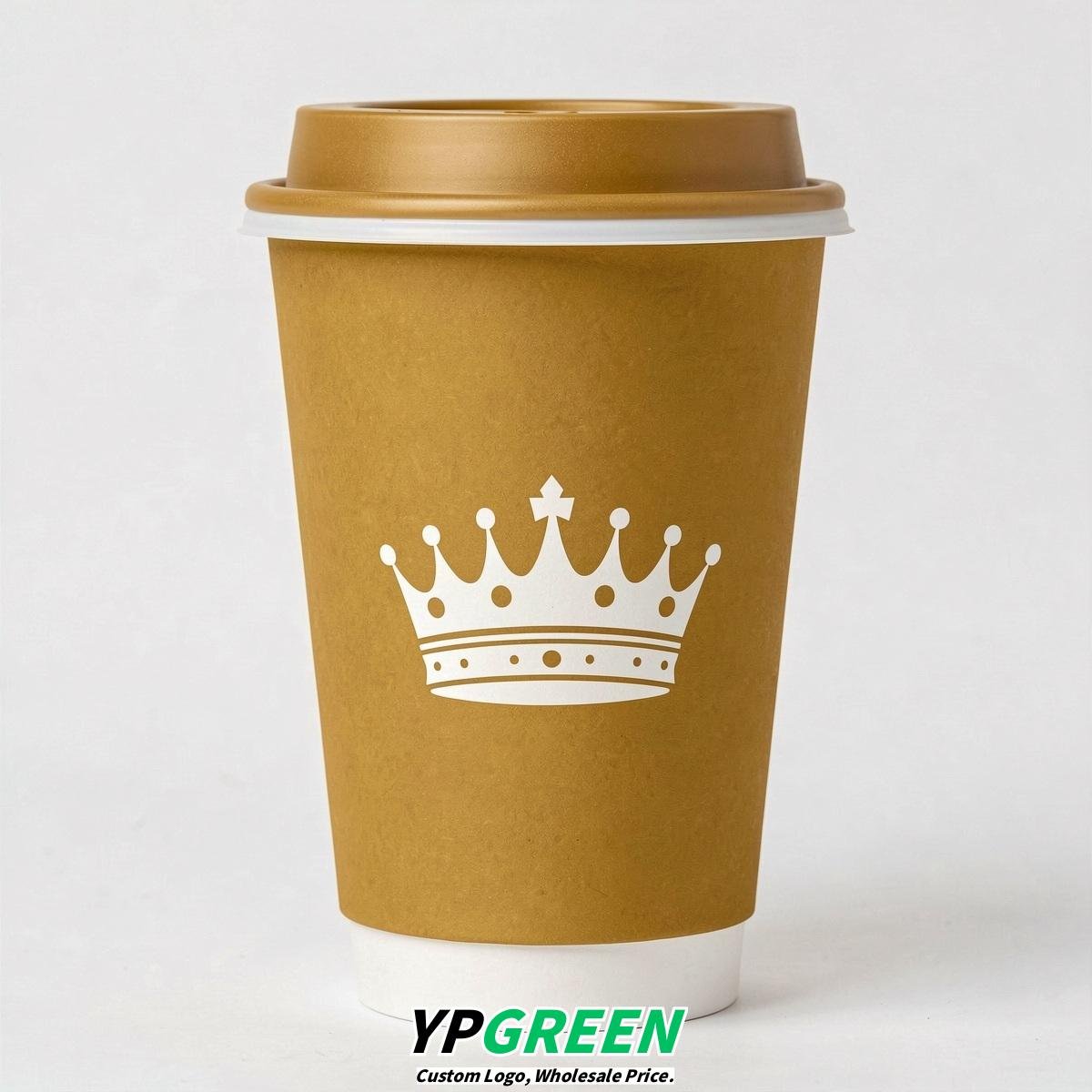 Mustard Paper Cups with Crown Design 8-24oz
