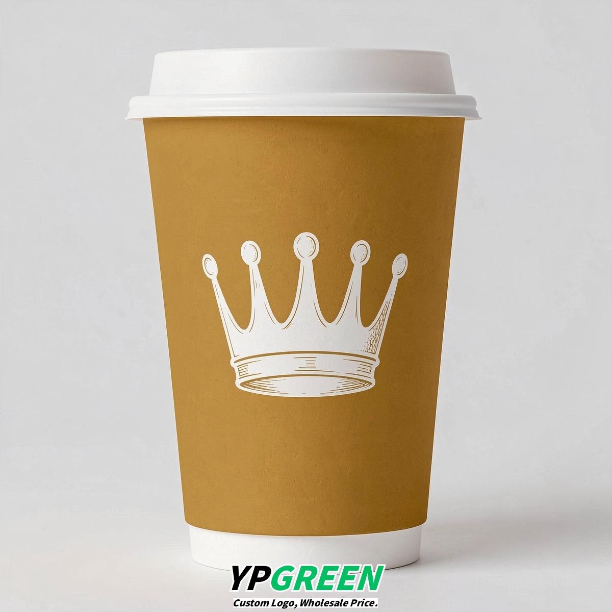 Mustard Paper Cups with Crown Design 8-24oz