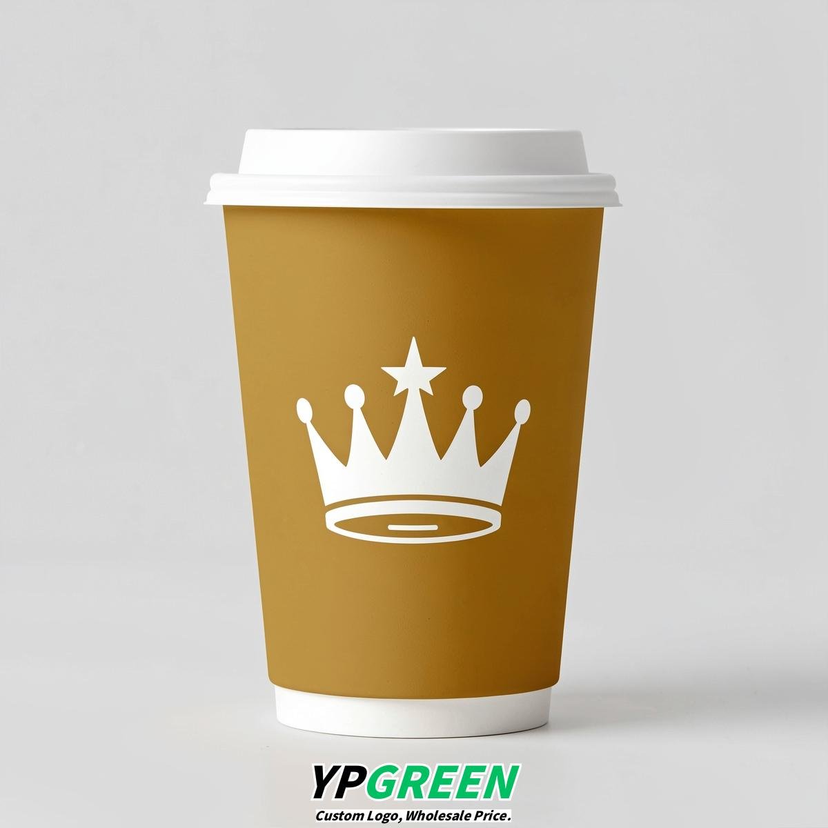 Mustard Paper Cups with Crown Design 8-24oz