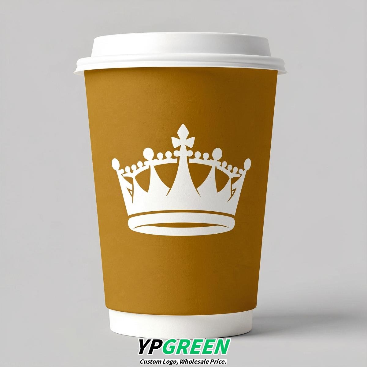 Mustard Paper Cups with Crown Design 8-24oz