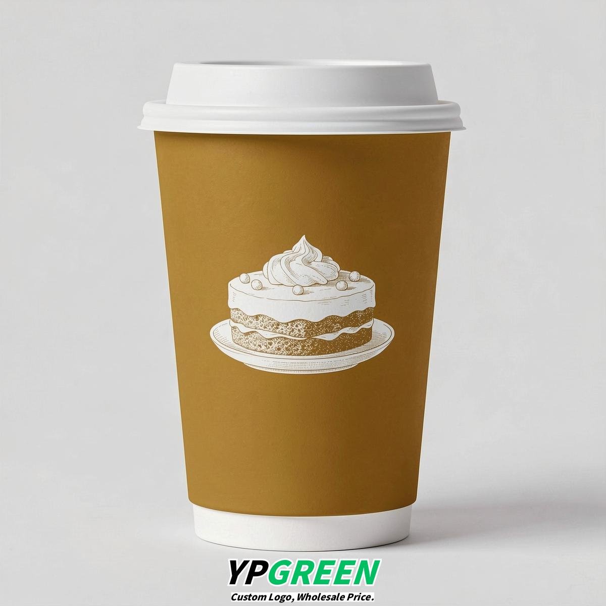 Mustard Paper Cups with Desserts Design 8-24oz